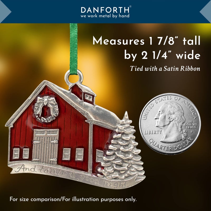 Danforth A Good Night Christmas Ornament (Red Barn) - 2014 Annual Ornament - Handcrafted Pewter Christmas Tree Ornament - Satin Ribbon  1 7/8  Tall by 2 "" Wide  Made in USA - Image 5