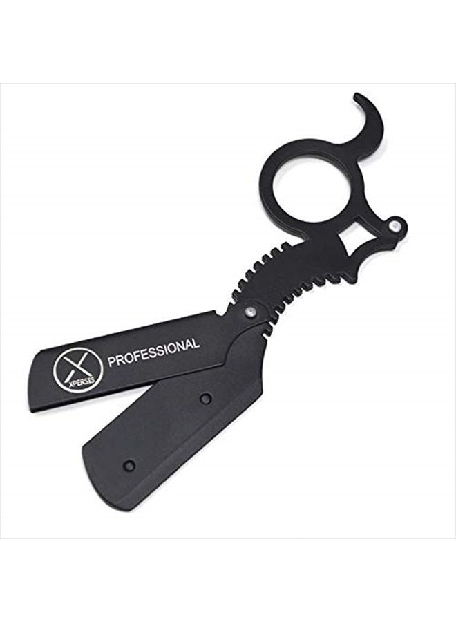 XPERSIS Professional Finger Insert Handle Barber Straight Edge Shaving Razor Black (Dragon) - Image 3