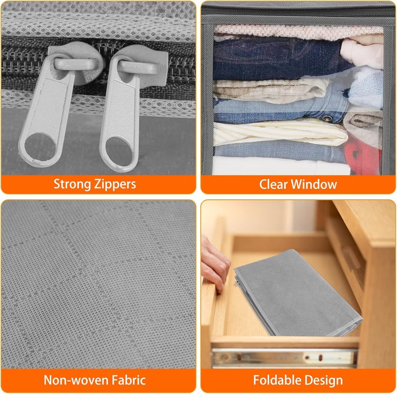 صناديق تخزين ملابس صندوق قماشي قابل للطي اكياس تحت السرير بسوستة منظمات خزانة سميكة غير منسوجة مقاومة للماء تستخدم للملابس واللحاف 48 × 35 20 سم 3 قطع - Image 2