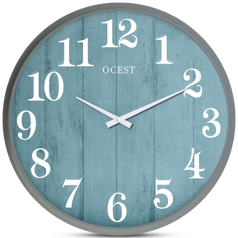 OCEST 18 Inch Large Wall Clock, Silent Non-Ticking Modern Wall Clocks with Woodgrain Design Decorative for Living Room, Farmhouse, Kitchen, Bathroom, Outdoor - Image 1