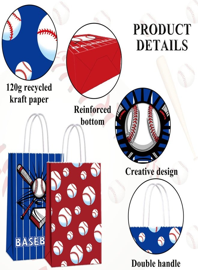 BQK 16 PCS Baseball Gift Bags - Baseball Theme Party Supplies with Handle - Treat & Favor Bags - Image 4