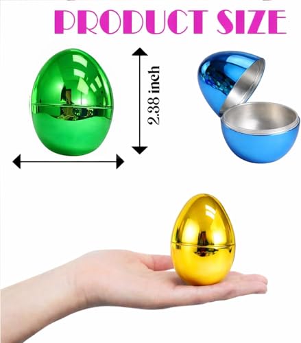 GiftExpress 50 Pcs Metallic Assorted Color Gold Easter Eggs Colorful Hinged Multi Eggs for Easter Egg Hunt Easter Basket Stuffer Party Toys Surprising Egg Classroom Prize Plastic Egg Bulk 23 - Image 5