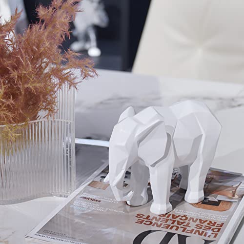 Cynkeyee Elephant Decorations Figurine Statue - Modern Elefantes para Decoracion Casa, Resin Origami White Elephant Gift Minimalist Tabletop Decor Centrepiece Accent Knick Knacks 6x2.25 x4.5 Inch - Image 4