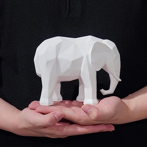 Cynkeyee Elephant Decorations Figurine Statue - Modern Elefantes para Decoracion Casa, Resin Origami White Elephant Gift Minimalist Tabletop Decor Centrepiece Accent Knick Knacks 6x2.25 x4.5 Inch - Image 5