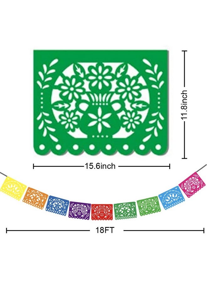 DomeStar DomeStar 3PCS 54 Ft Mexican Party Banners, Papel Picado Banner Cinco De Mayo Decorations Dia De Los Muertos Day of The Dead Decorations Birthday Party Supplies，27 Patterns 54 Feet Long in Total  - Image 2