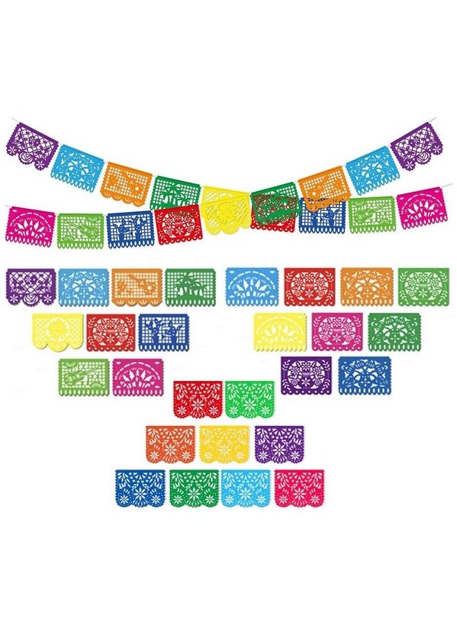 DomeStar DomeStar 3PCS 54 Ft Mexican Party Banners, Papel Picado Banner Cinco De Mayo Decorations Dia De Los Muertos Day of The Dead Decorations Birthday Party Supplies，27 Patterns 54 Feet Long in Total  - Image 1