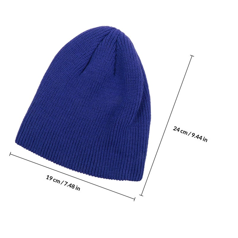 Blue Woolen Knitted Winter Hat Ear Protection Warm Beanie Cap For Women - Image 3