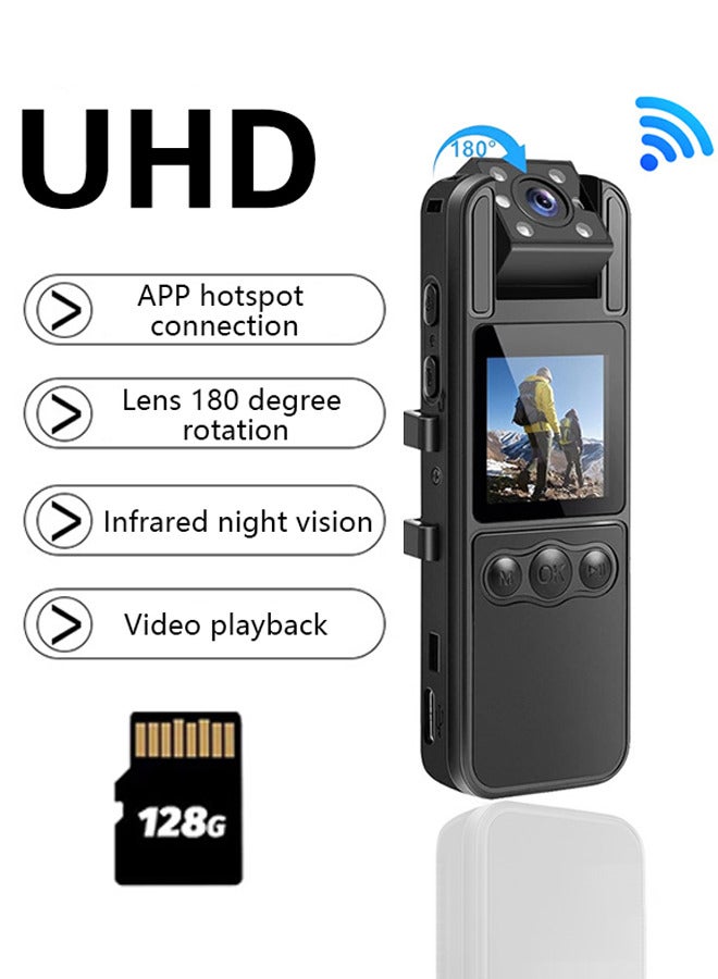 Body Camera with Audio and Video Recording 1080P FHD Mini Police Wearable Body Worn Cam Portable Small Personal Camcorder Sport Action Outdoor Video Recorder ( included 128GB Card) - Image 1