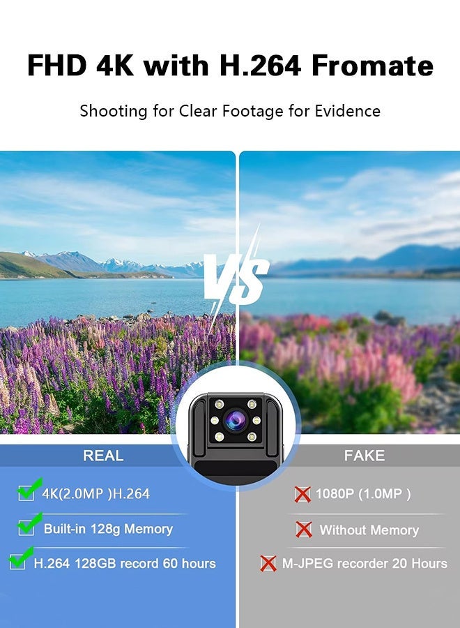 Body Camera with Audio and Video Recording 1080P FHD Mini Police Wearable Body Worn Cam Portable Small Personal Camcorder Sport Action Outdoor Video Recorder ( included 128GB Card) - Image 5