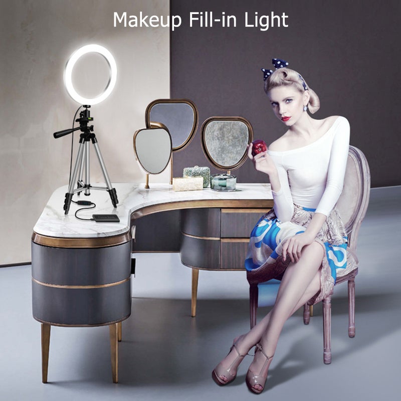 Loquat LED Ring Light With Metal Tripod Silver - Image 5