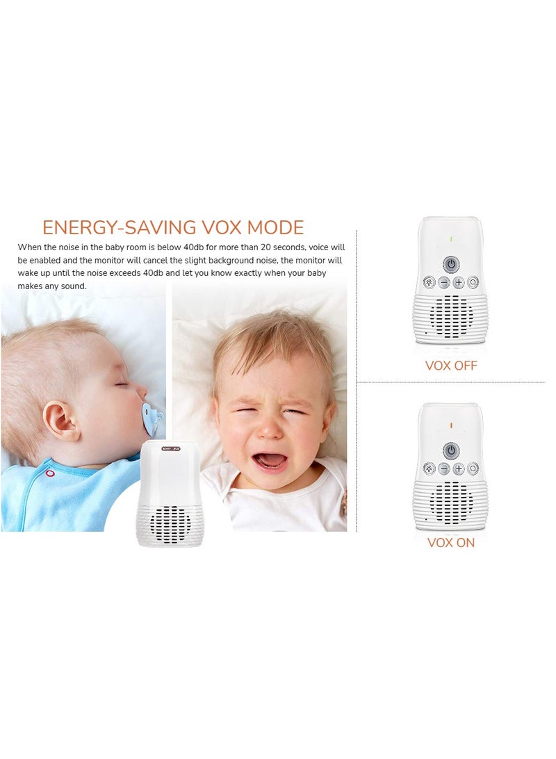 جهاز مراقبة الطفل الصوتي، جهاز مراقبة الطفل الذكي ثنائي الاتجاه بتردد 2.4 جيجاهرتز، جهاز مراقبة صوتي بإضاءة ليلية لرعاية الطفل، كشف الضوضاء، وقت استعداد يصل إلى 20 ساعة - Image 4