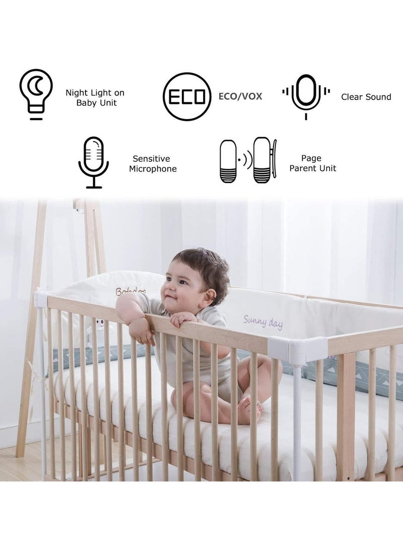 جهاز مراقبة الطفل الصوتي، جهاز مراقبة الطفل الذكي ثنائي الاتجاه بتردد 2.4 جيجاهرتز، جهاز مراقبة صوتي بإضاءة ليلية لرعاية الطفل، كشف الضوضاء، وقت استعداد يصل إلى 20 ساعة - Image 2