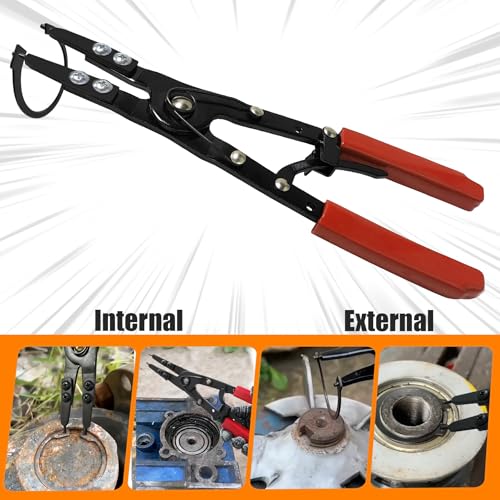 Guweta 38700 Spindle Snap Ring Pliers External 10 Large Snap Ring Pliers Heavy Duty Circlip Pliers Car Repair Tools Kit for for Ford SD Uninstall Remove Tools with Ratchet Locking 2026 Upgraded Red - Image 3