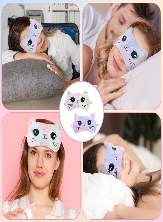 Psyqtsuary Sleep Mask for Kids, 2 Pcs Cute Cat Sleeping Eye Mask Colorful Soft Plush Girls Sleep Masks Comfortable Funny Animal Night Eye Masks for Sleeping for Women Girls Home Travel - Image 5