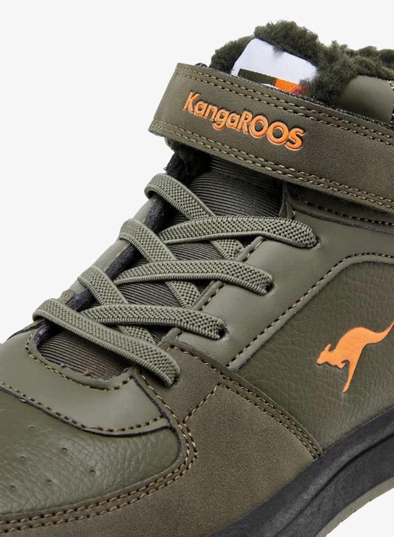 kangaROOS KHAKI Boys' Panelled High Top Shoes with Hook and Loop Closure for Men | Best Price UAE