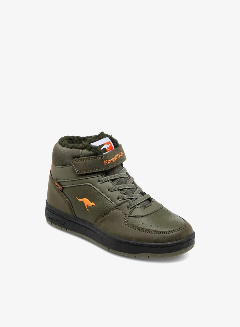 kangaROOS KHAKI Boys' Panelled High Top Shoes with Hook and Loop Closure for Men | Best Price UAE