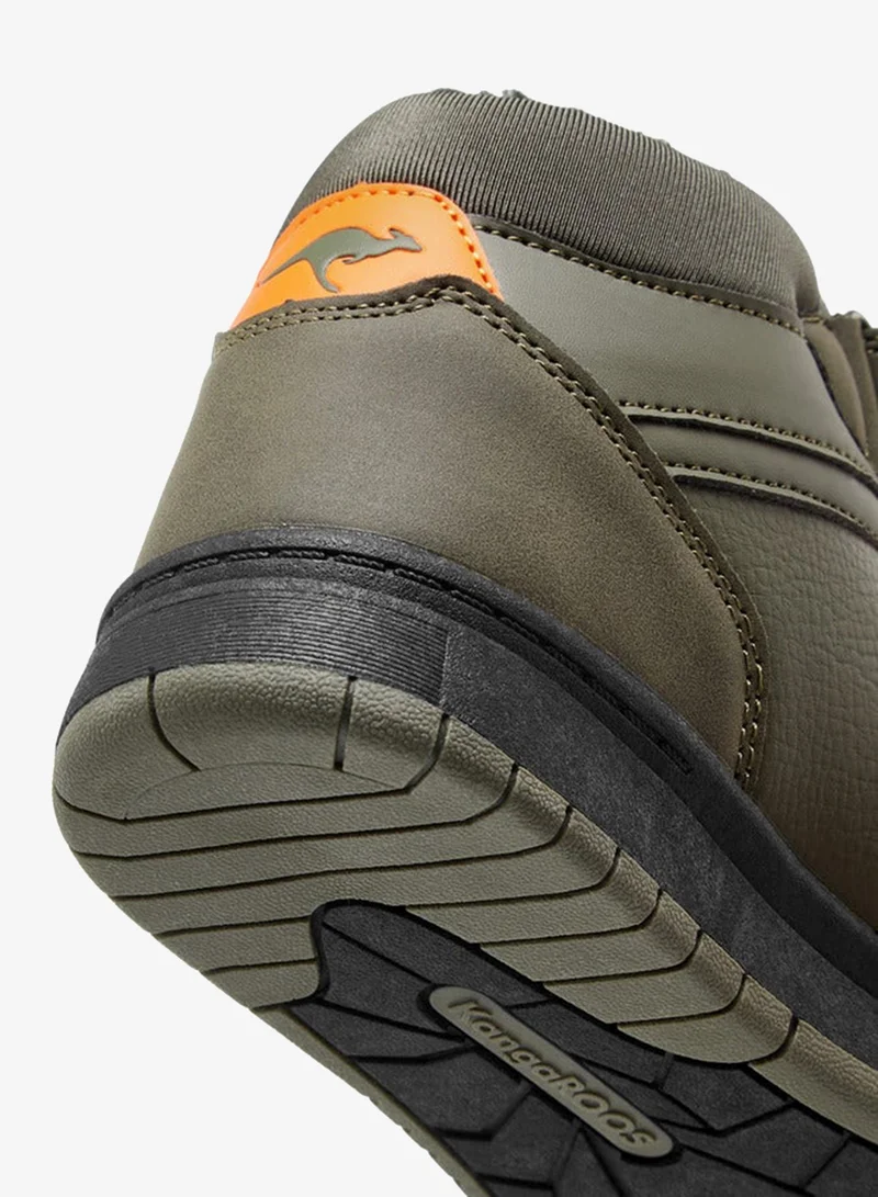 kangaROOS KHAKI Boys' Panelled High Top Shoes with Hook and Loop Closure for Men | Best Price UAE