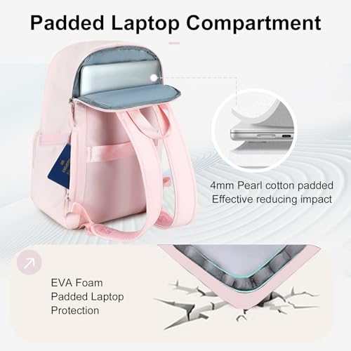 BTOOP Backpack for School Girls Teens Lightweight College Bookbag Casual Work Travel Laptop Backpack for Women Water Resistant Pink Backpacks(Pink) - Image 4