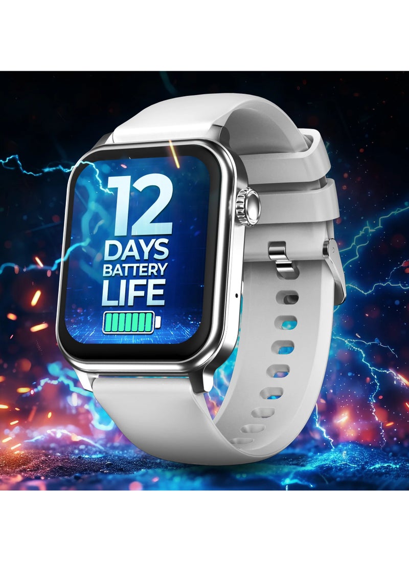 Pebble Ultra Life Smart Watch for Men and Women, 1.83" True HD Display, 12-Day Battery Life, 6000mAh Battery, Advanced Bluetooth Calling, 100+ Sports Modes, Fitness Tracker, Water Resistant, Misty Grey  - Image 1