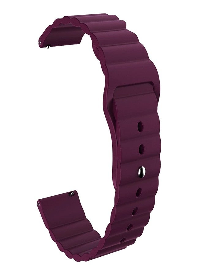 ACM Watch Strap Wave Design Silicone Belt 22mm compatible with Fastrack Rave Fx2 Smartwatch Sports Band Purple - Image 1