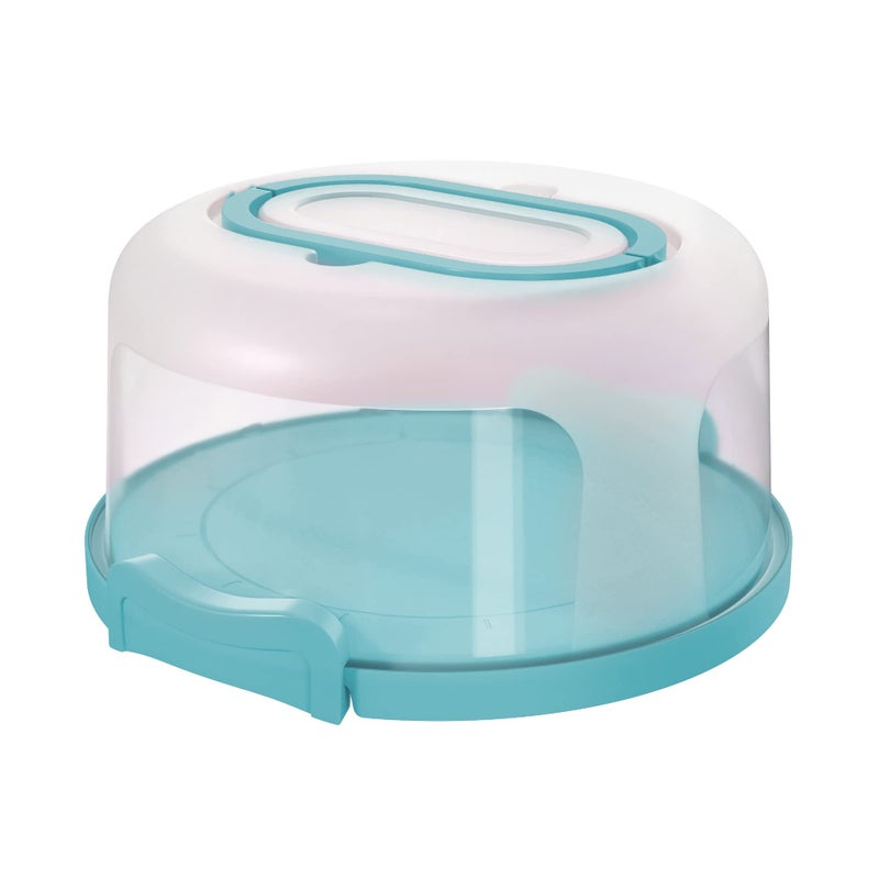 Top Shelf Elements Round Cake Carrier Two Sided Cake Holder Serves as Five Section Serving Tray Portable Cake Stand Fits 10 inch Cake Cake Box Comes With Handle Cake Container Holds Pies Aqua
