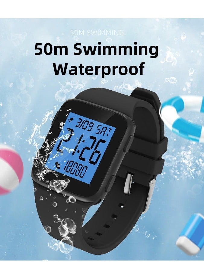 Beauenty Kids Watches for Girls Boys, P12 Waterproof Watch, Digital Sport Watch with Step Counter Pedometer Vibration Alarm Clock, Luminous watch, No App Waterproof Fitness Tracker Kids Watch Boys Girls Teen - Image 2