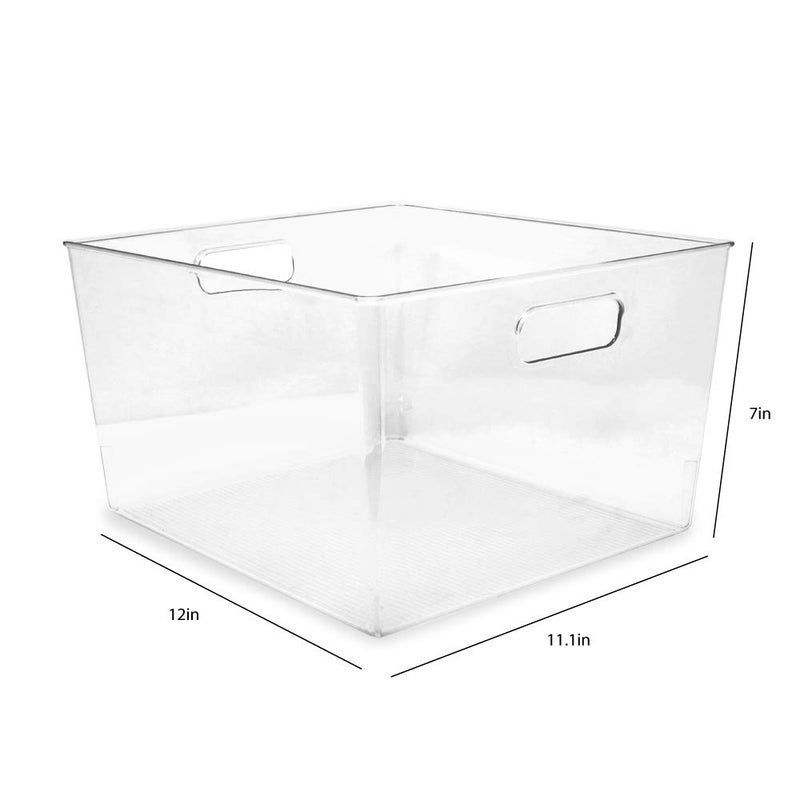 Isaac Jacobs 3-Pack XL Clear Storage Bins with Handles, Plastic Organizer for Office, Home, Kitchen, Pantry, Closet, Kids Room, Cube Shelf, Non-Slip Container Set (3-Pack, Extra-Large) - Image 2