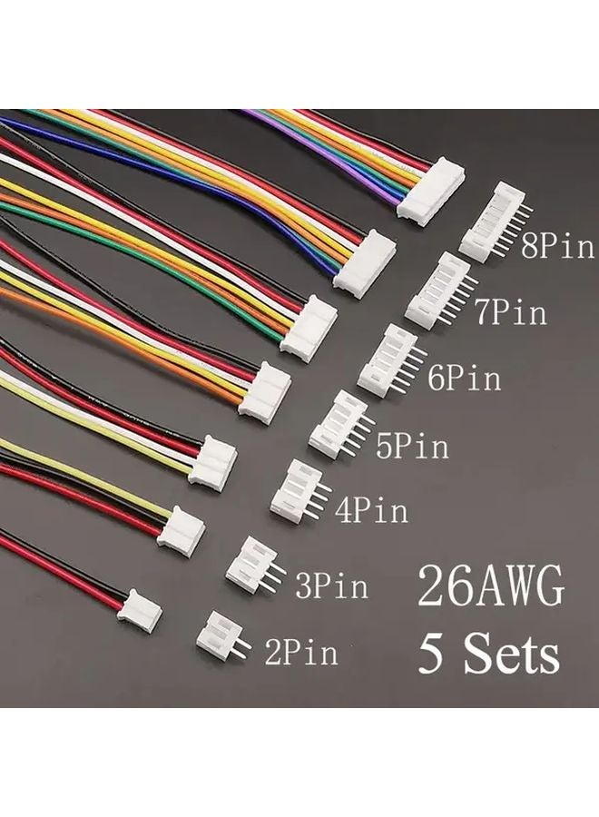 موصل ذكري/أنثوي JST PH2.0 2.0مم (7.87بوصة) مع سكن و كابل سلك 26AWG - 6 دبوس - Image 1