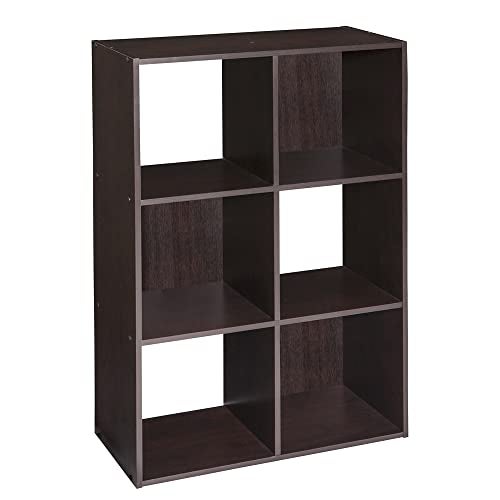 ClosetMaid Cubeicals 6 Cube Storage Shelf Organizer Bookshelf Stackable Vertical or Horizontal Easy Assembly Wood Chocolate Finish
