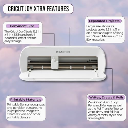 Cricut Joy Xtra Machine with Printable Sticker Paper and Vinyl Sampler Bundle - Beginner Sticker and Decal Making Kit with Cutting Machine and Tools -DIY Decor, Tumbler Stickers and Laptop Decals - Image 2