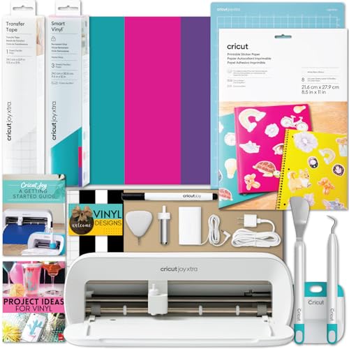 Cricut Joy Xtra Machine with Printable Sticker Paper and Vinyl Sampler Bundle - Beginner Sticker and Decal Making Kit with Cutting Machine and Tools -DIY Decor, Tumbler Stickers and Laptop Decals - Image 1