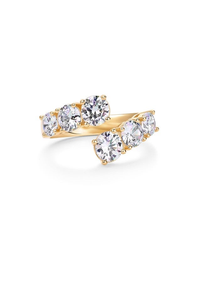 PAVOI خاتم الأبدية السميك المتداخل من بافوي مطلي بالذهب الأصفر عيار 14 قيراط مع زركونيا مكعبة للنساء | حلقات قابلة للتكديس بفتحة ملتوية | خواتم بيان CZ | الحجم 7 - Image 3