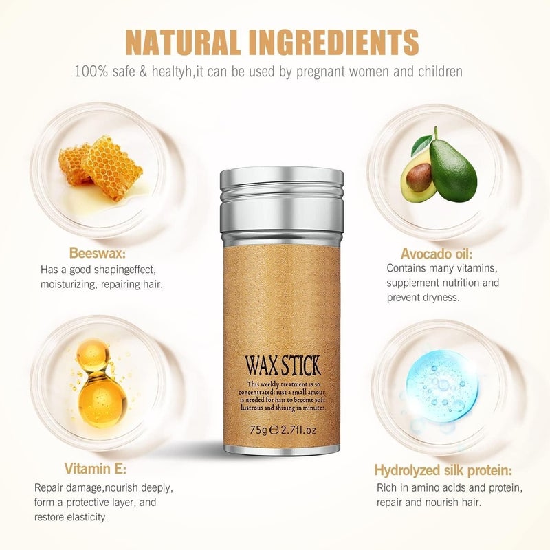 anezus Argan Oil Hair Wax Stick Hair Finishing Stick Hair Pomade Stick Edge Control Smooth Stick for Hair NonGreasy Styling Edge Frizz Hair Moisturising Wax for Strong Hold 75 g  Keratin ARGAN OIL - Image 5