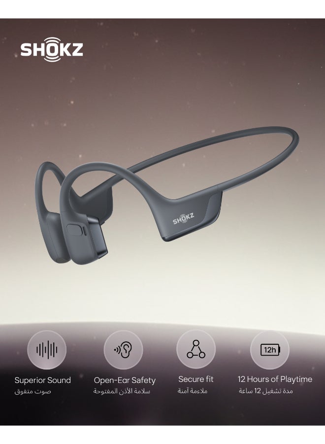 شوكز سماعات رياضية صغيرة من شوكز OpenRun Pro 2 بتقنية توصيل العظام - سماعات أذن لاسلكية مفتوحة مع بلوتوث 5.3، ميكروفونات لإلغاء الضوضاء، مقاومة للماء IP55، 12 ساعة من وقت التشغيل، شحن سريع USB-C - Image 1