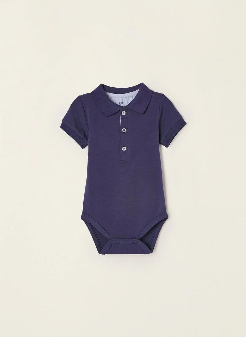 زيبي Zippy Short Sleeve Polo-Bodysuit In Cotton For Newborn Baby Boys