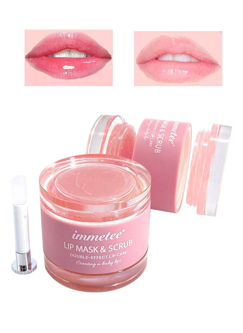 Immetee Lip Scrubs Exfoliator & Moisturizer, Lip Mask 2 in 1 Double Effectively Repairs Dry Cracked Lips, Lip Scrubs Exfoliator Dead Skin Moisturizer, Lip Mask Overnight (0.35Oz+Brush)  - Image 4