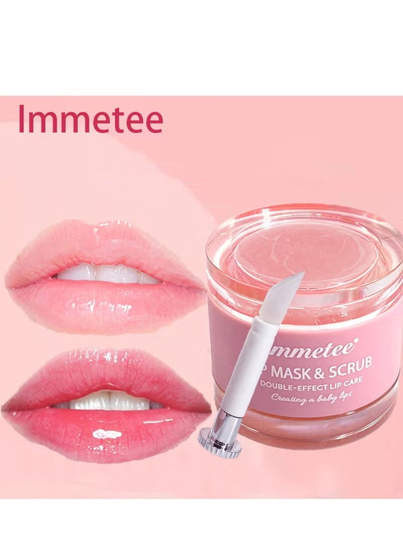 Immetee Lip Scrubs Exfoliator & Moisturizer, Lip Mask 2 in 1 Double Effectively Repairs Dry Cracked Lips, Lip Scrubs Exfoliator Dead Skin Moisturizer, Lip Mask Overnight (0.35Oz+Brush)  - Image 5