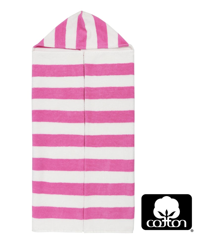 ORIGINAL KIDS Hooded Bath Towel Wrap - 100% Cotton Terry Large Oversized Hooded Kids Towel - Toddler Shower Pool Beach Towel - Soft Plush Absorbent Quick Dry Easy Care Gift -30x60- Cabana Stripe Pink - Image 5