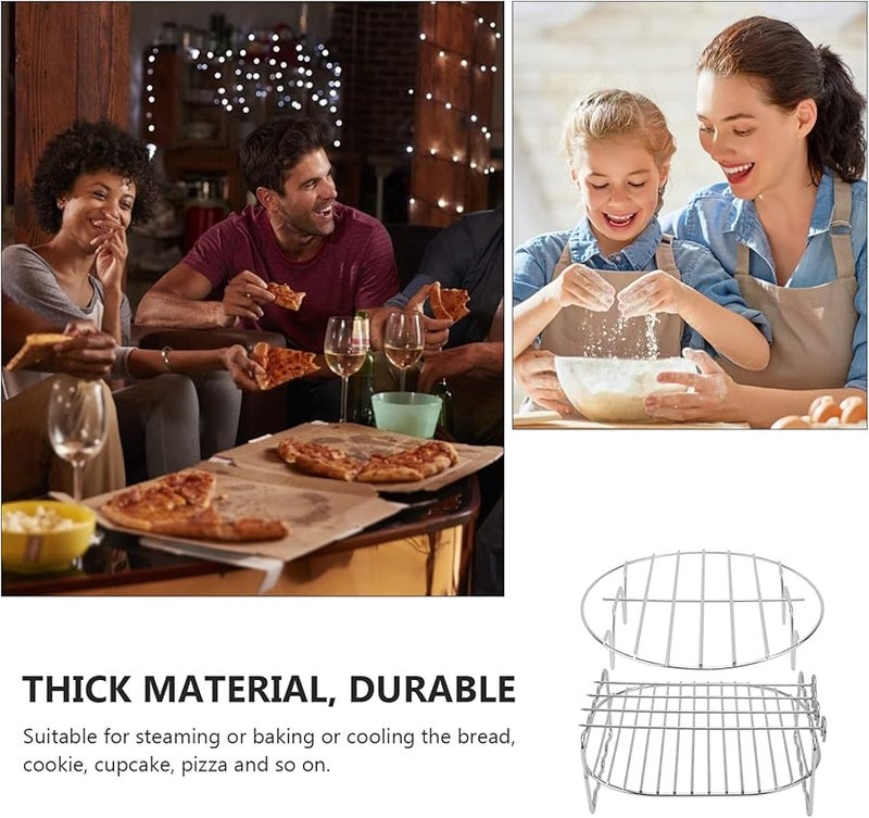 رف شواء مزدوج الطبقات لجهاز قلي الهواء مع أسياخ من الفولاذ المقاوم للصدأ - Image 4