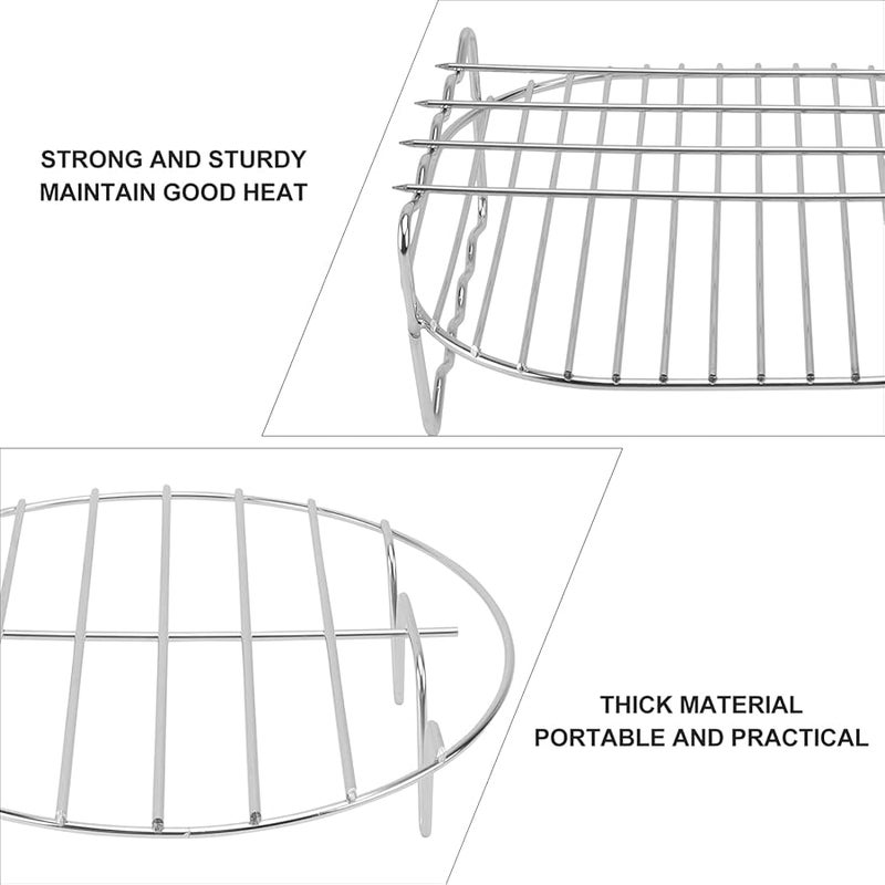 رف شواء مزدوج الطبقات لجهاز قلي الهواء مع أسياخ من الفولاذ المقاوم للصدأ - Image 3