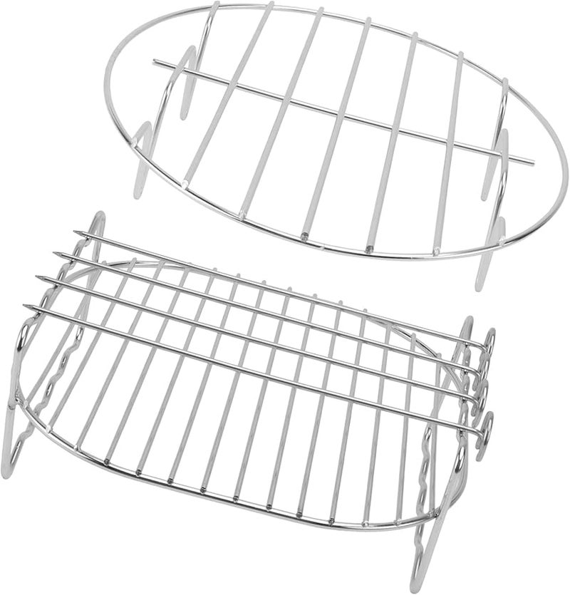 رف شواء مزدوج الطبقات لجهاز قلي الهواء مع أسياخ من الفولاذ المقاوم للصدأ - Image 1
