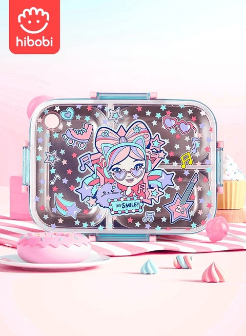Kids Lunch Box Stainless Steel Bento Box - Cartoon Girl Pink