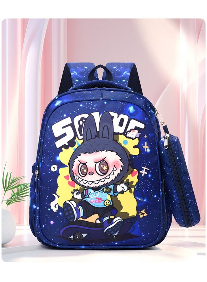 LABUBU Children's Schoolbag, Kindergarten,Primary SchoolCute Cartoon Schoolbag, Boys and Girls, Lightening Backpack, 35*28*12cm + Free Pencil Case - Image 2