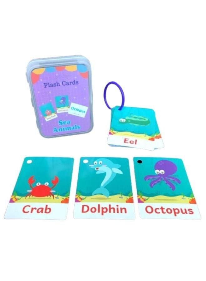 Educational Flash Cards Pocket Card Preschool Teaching Cards for kids, 20 Cards, Sea Animals - Image 1