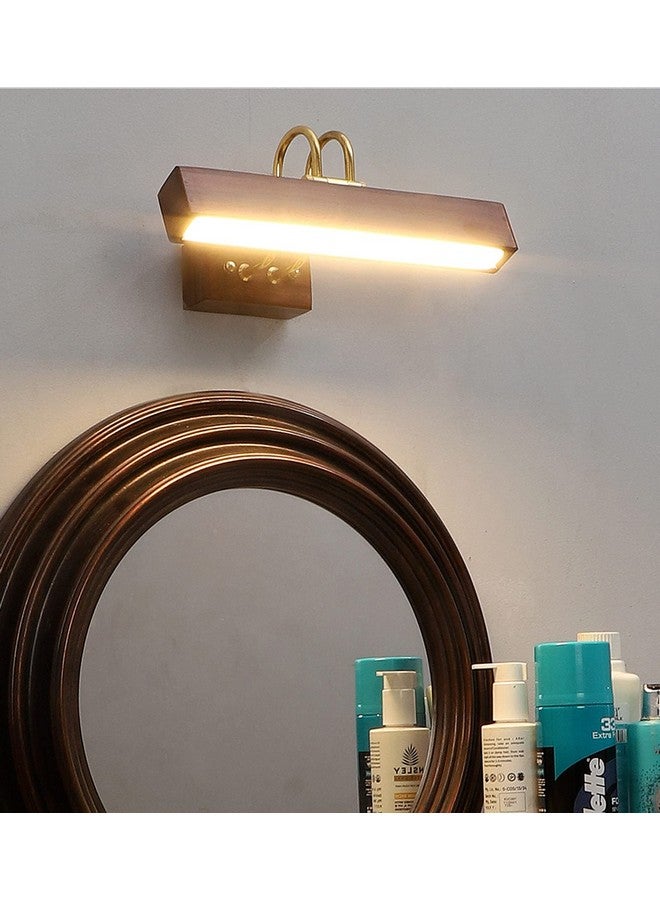Green House Green House 100% Handmade Sheesham Wood Wall Light/Picture Light/Vanity Light for Mirror, Dressing Table with Adjustable Head, 1 Feet Wide with 9W in-built Warm White LED/Brass Rivets  - Image 1