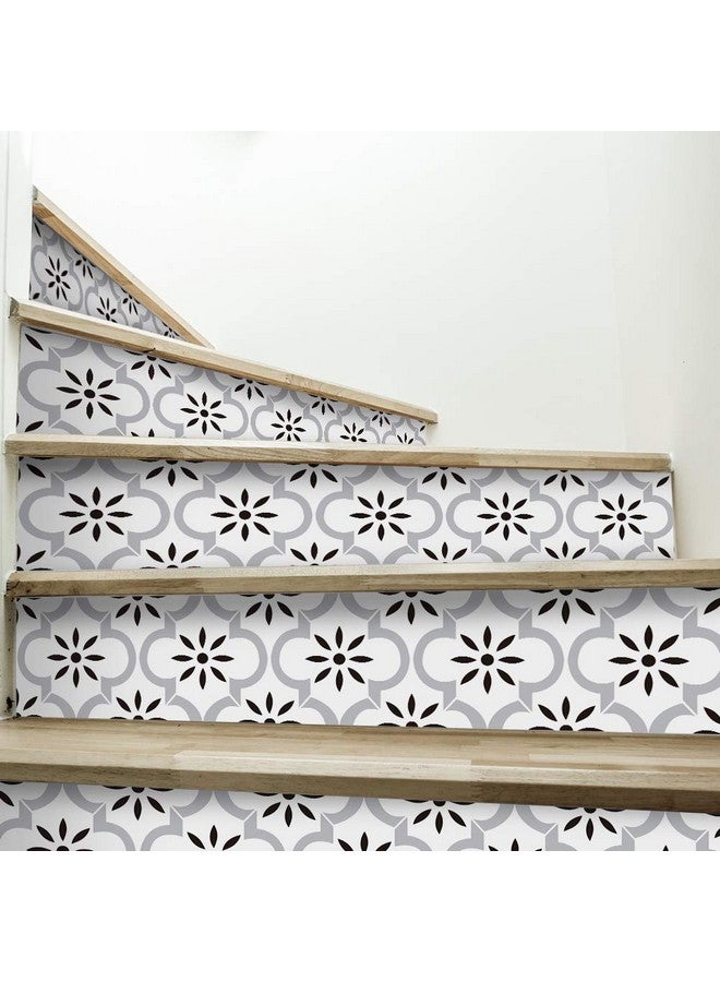 FUNLIFE 10Pcs Scandinavian Style Self-Adhesive Pvc Stair Stickers, Peel And Stick Staircase Decal, Stair Riser Stickers, 39.37"X7.09" White Lantern Pattern - Image 3