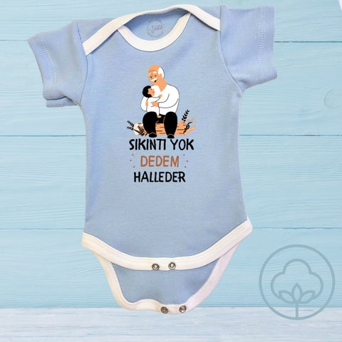 No Problem My Grandfather Will Handle It Organic Cotton Snap-On Short Sleeve Baby Bodysuit