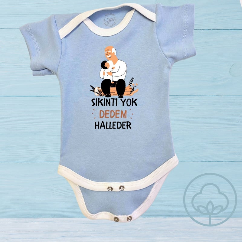 No Problem My Grandfather Will Handle It Organic Cotton Snap-On Short Sleeve Baby Bodysuit