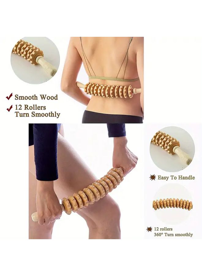 Wood Therapy Massage Roller Handheld Cellulite Trigger Point Stick 1pc For Lymphatic Drainage Muscle Release - Image 5