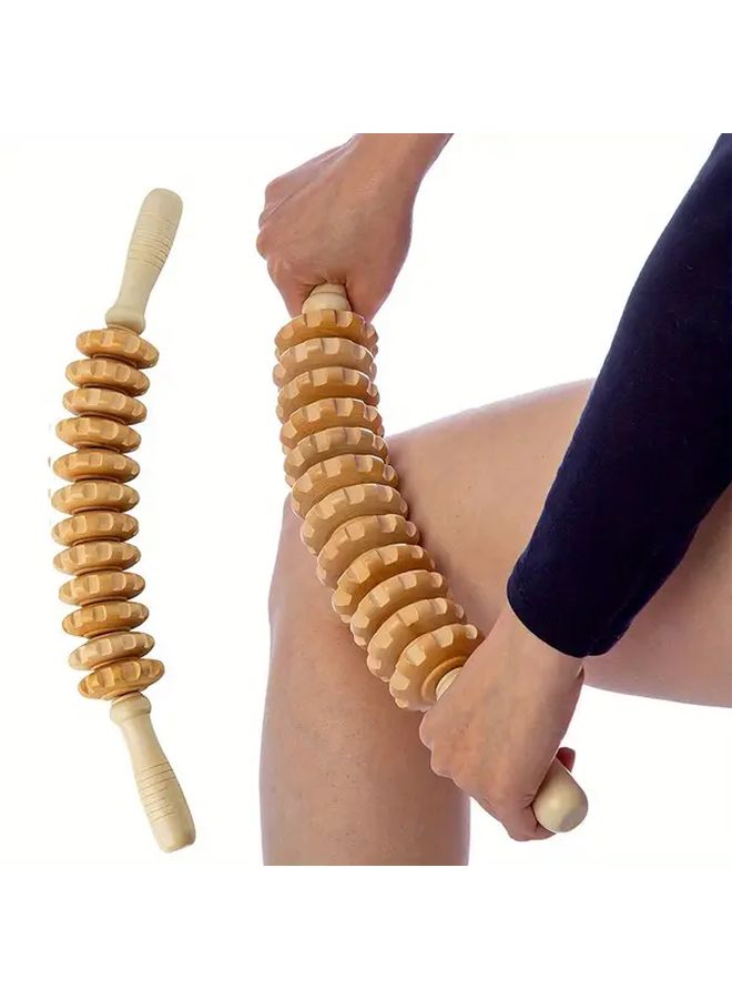 Wood Therapy Massage Roller Handheld Cellulite Trigger Point Stick 1pc For Lymphatic Drainage Muscle Release - Image 1